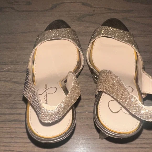 Jessica Simpson Sparkle Gold Slingback Heels - Picture 7 of 12